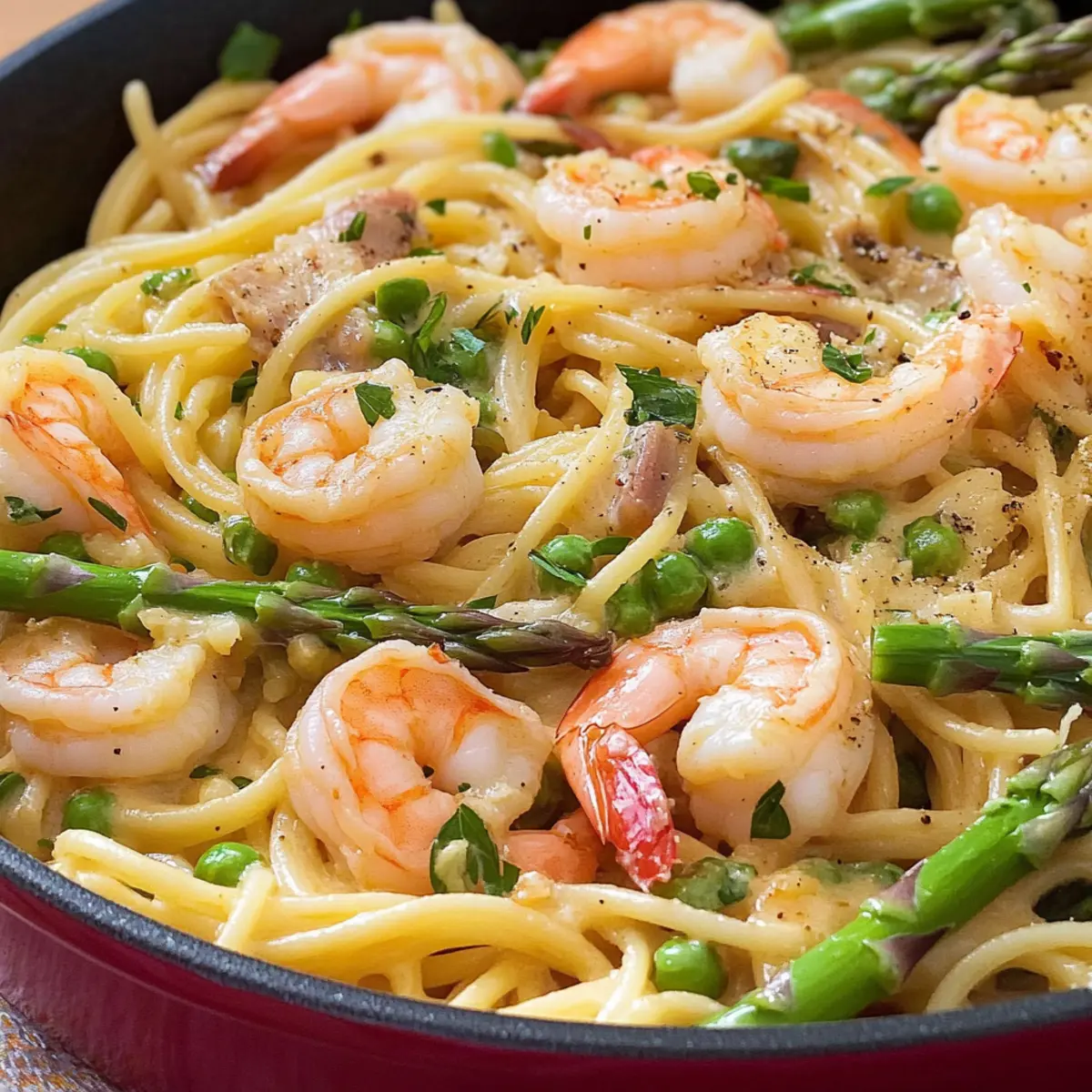 Shrimp Asparagus Carbonara