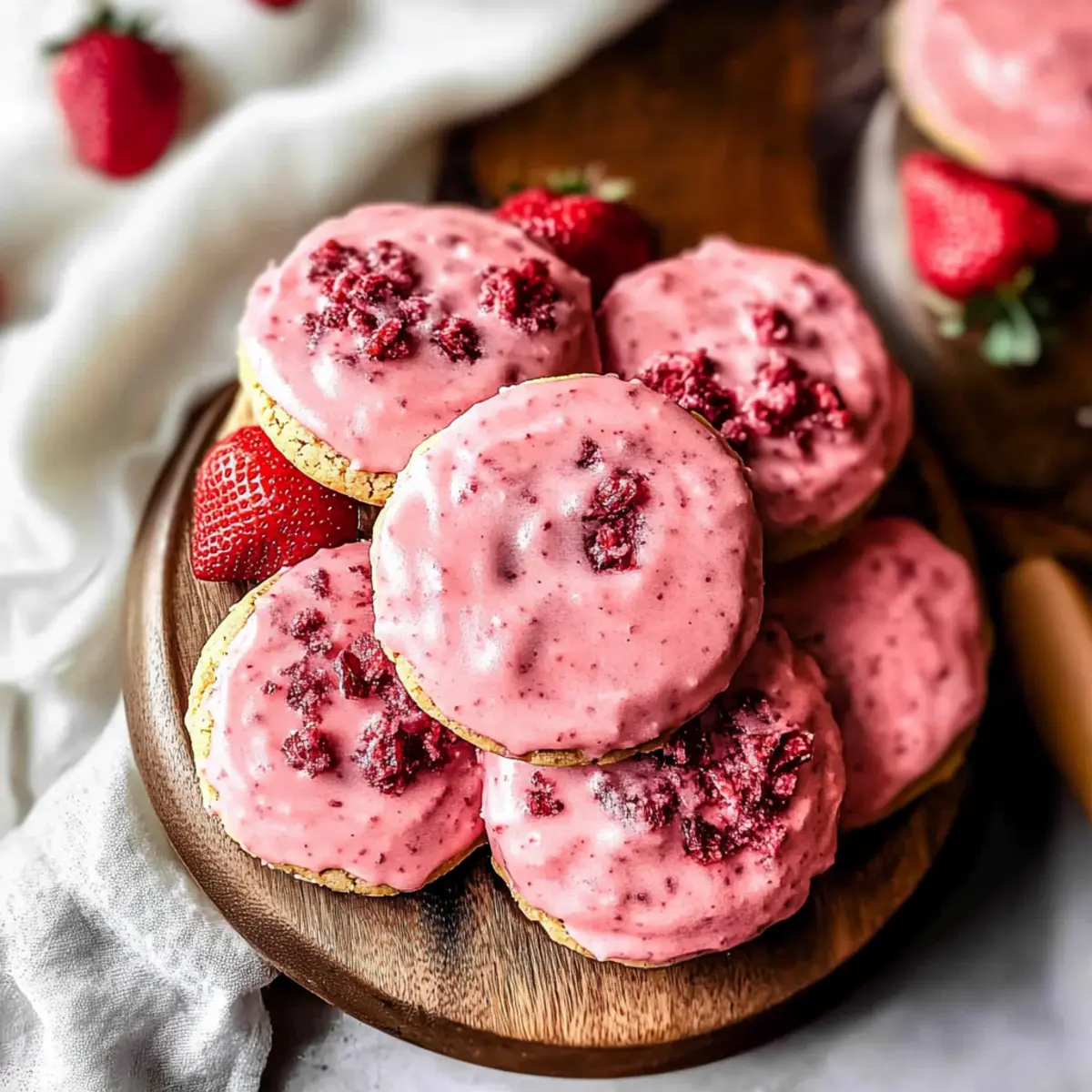 Iced Strawberry Sugar Cookies