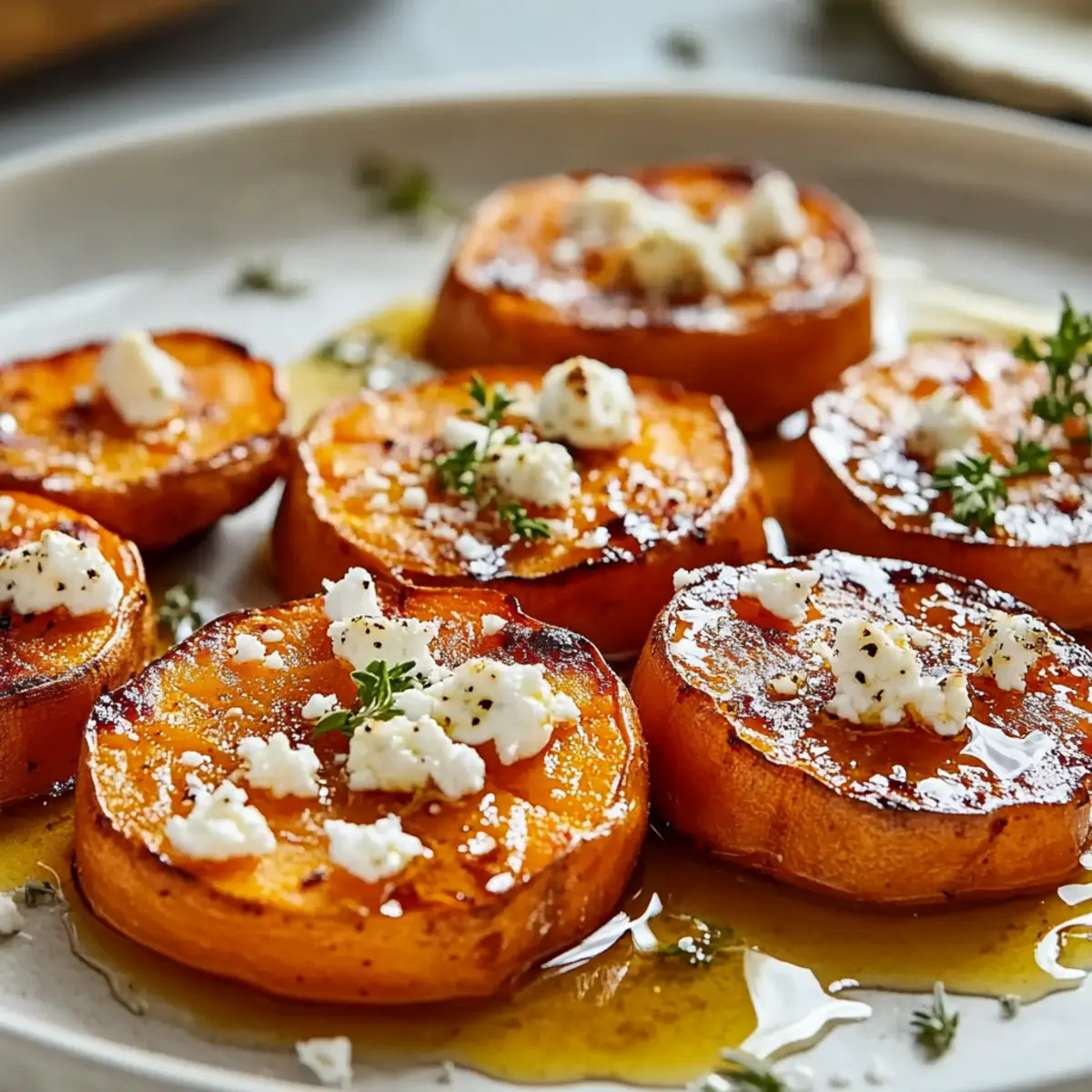 Roasted Sweet Potato Rounds with Honey and Feta