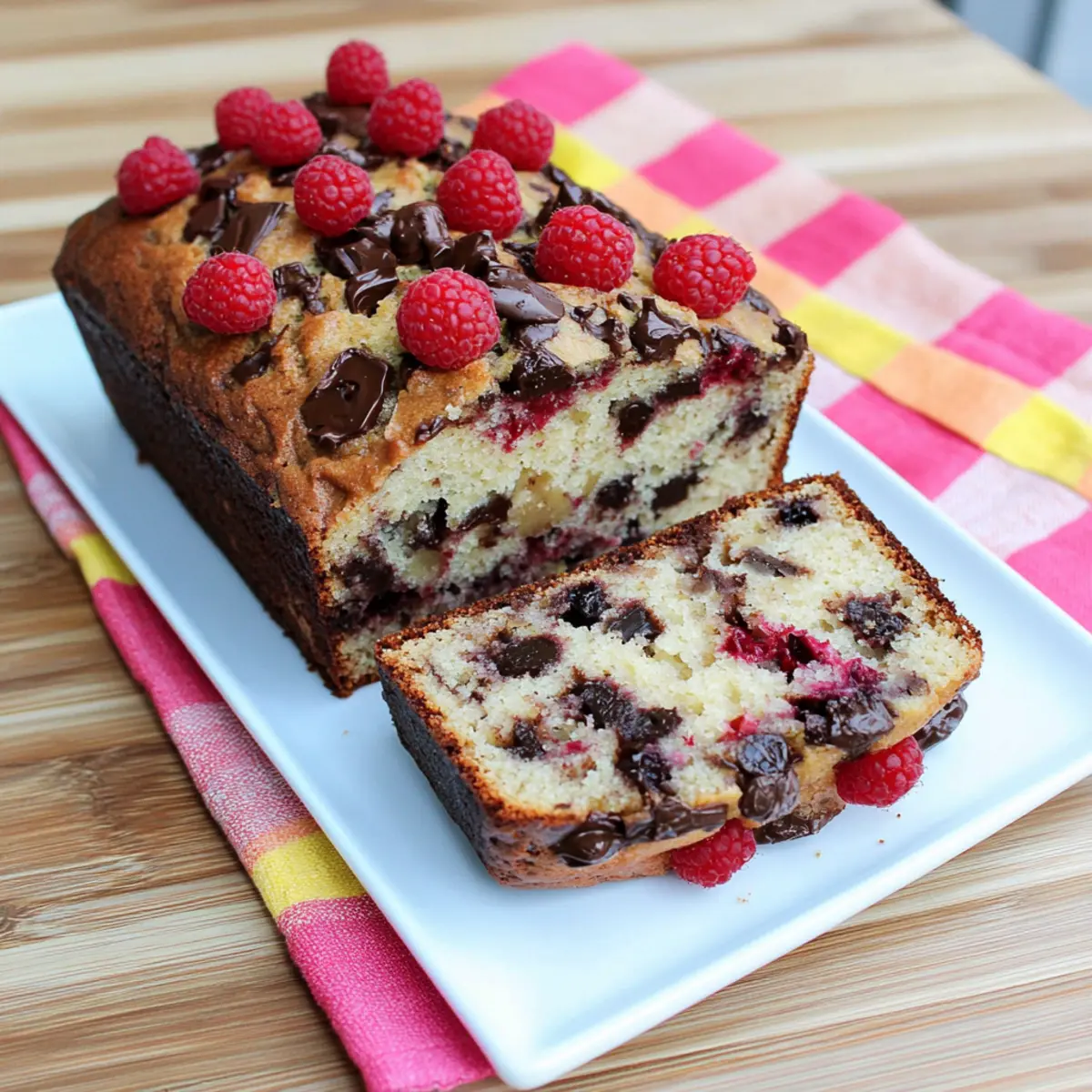 Raspberry Dark Chocolate Banana Bread