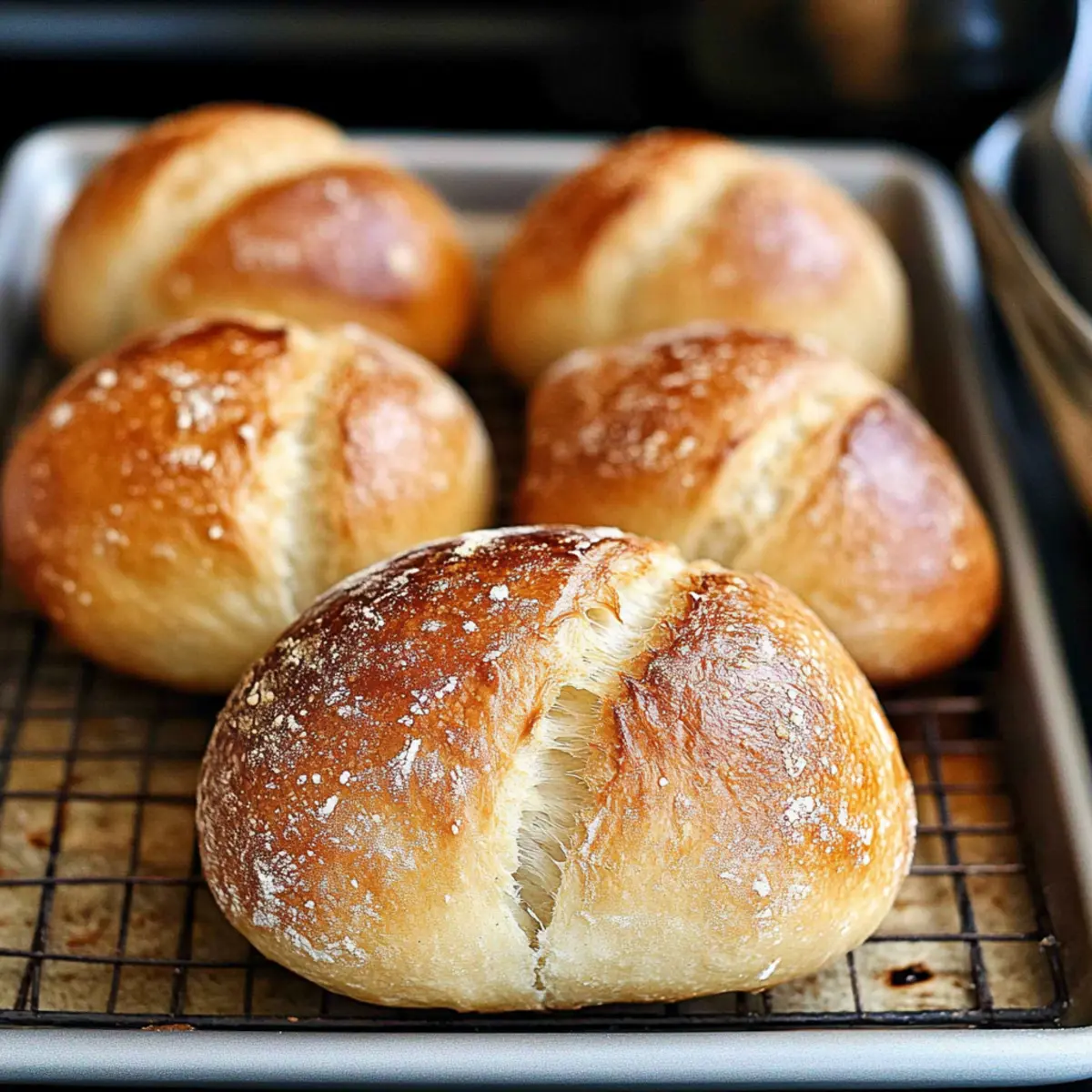 No Knead German Crusty Rolls