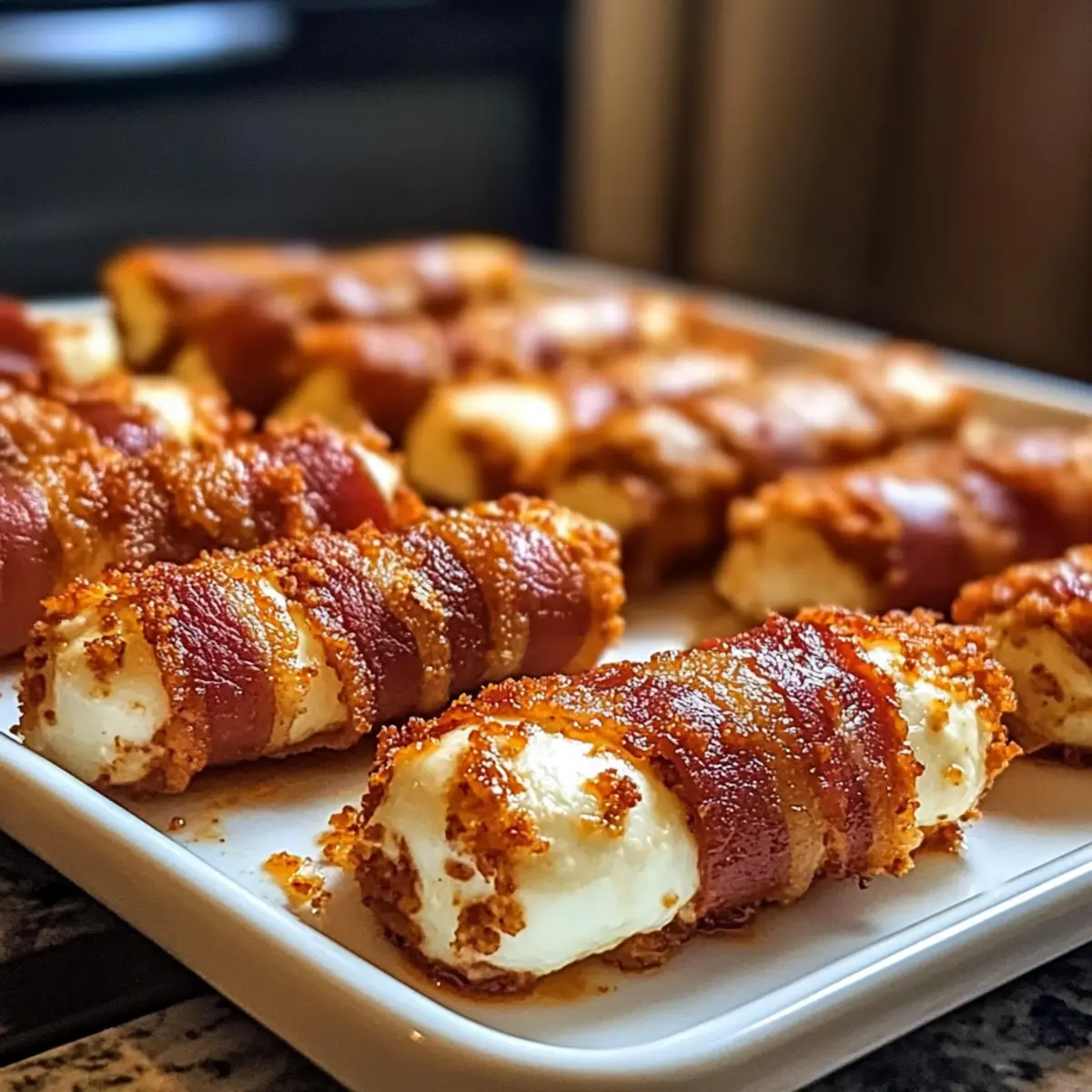 Hot Bacon Wrapped Mozzarella Sticks