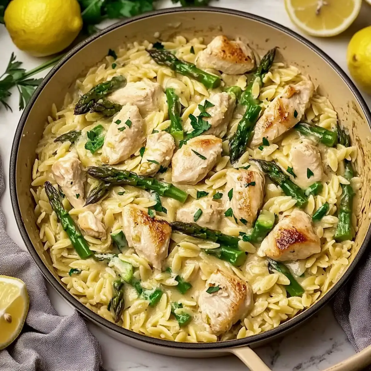 Tasty Orzo with Chicken and Asparagus