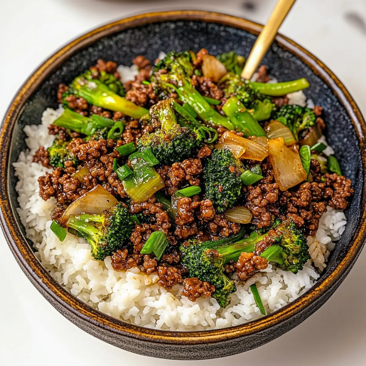 Crispy Ground Beef and Baby Broccoli