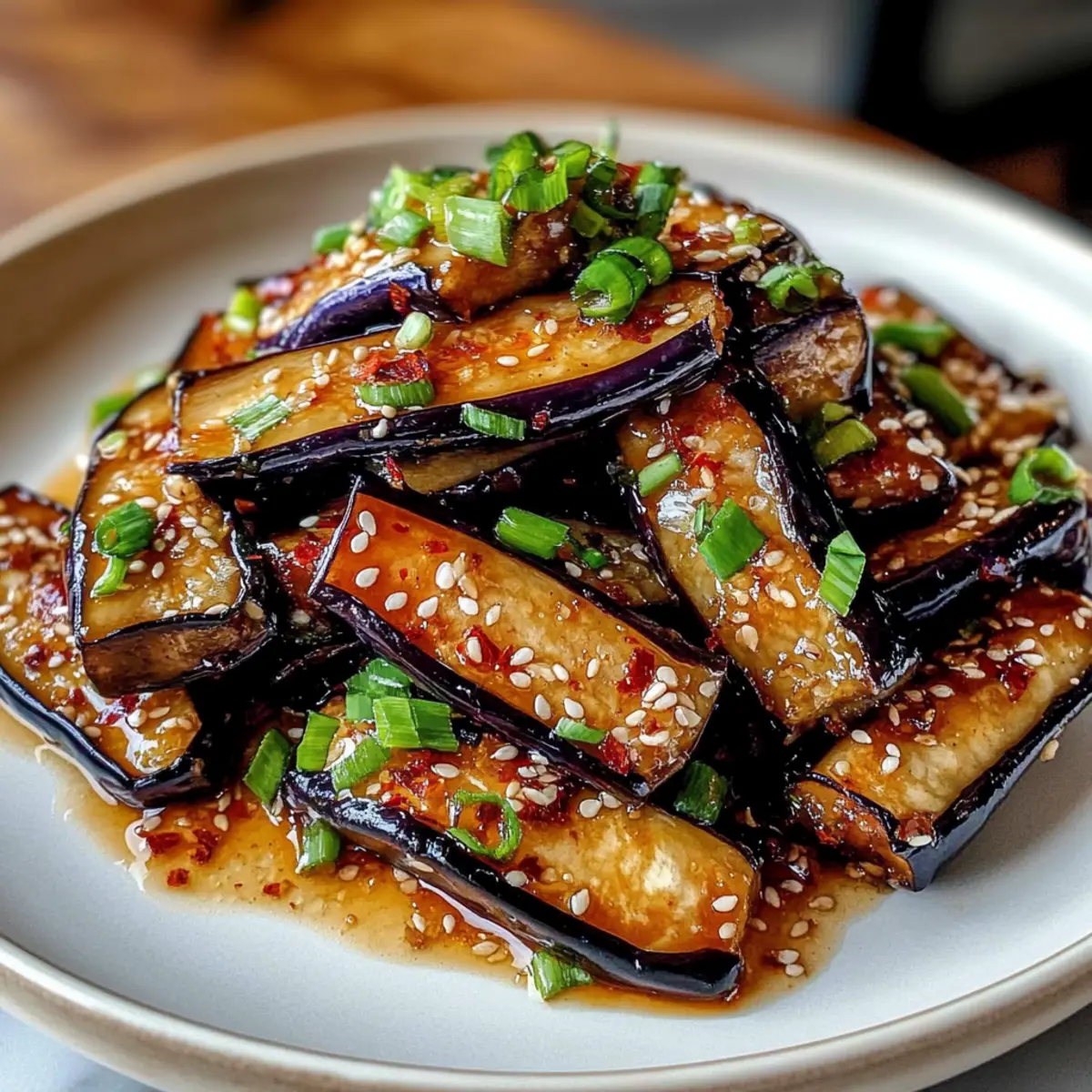 Crispy Eggplant Tossed in Garlic Soy Glaze