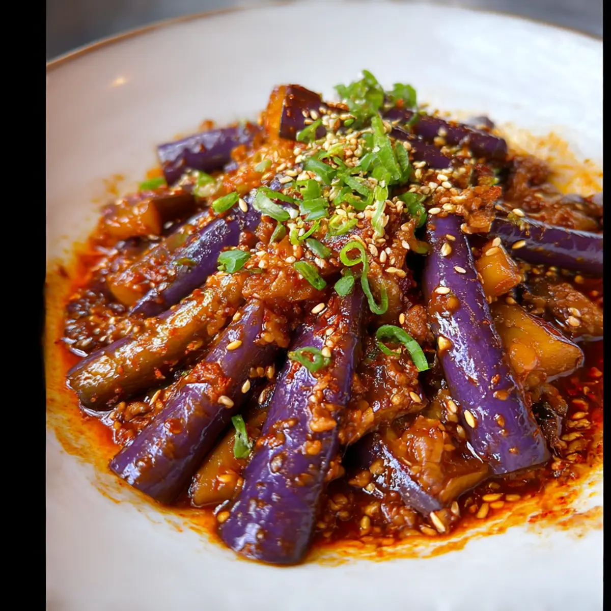 Korean Spicy Garlic Eggplant